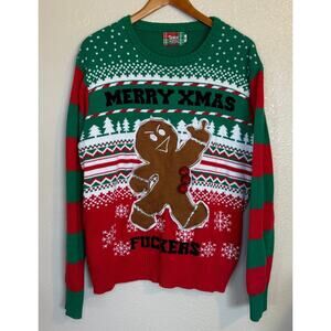 Spencer Sweater Men XXL Green Merry Xmas F*ckers Lite Up‎ Ugly Christmas Ginger